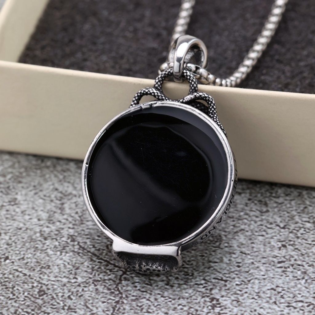 Retro Stainless Steel Men’s Pendant Gothic Magic Mirror Necklace