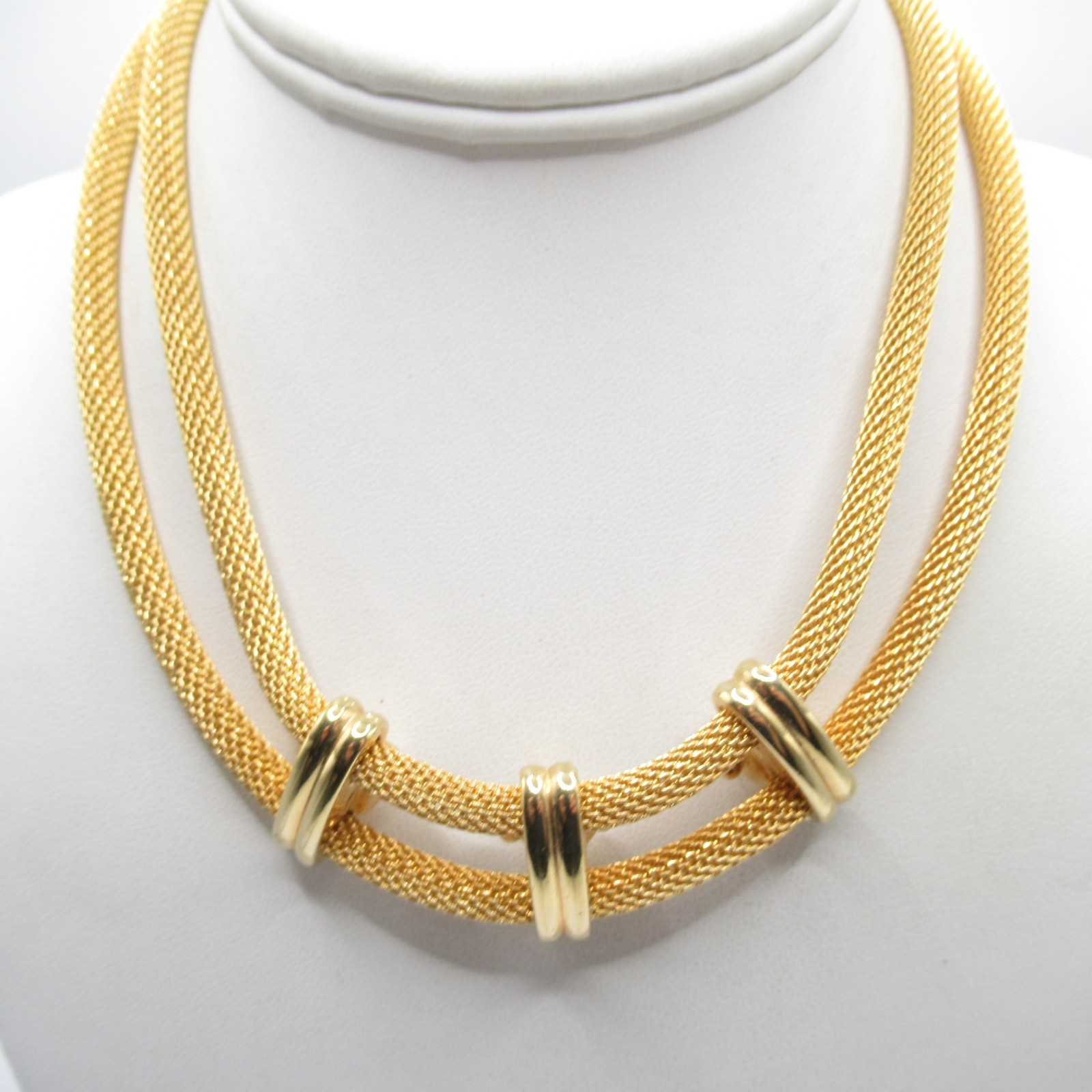 Rolled Mesh Crystal Vintage Double Strand Necklace Fashion MCM