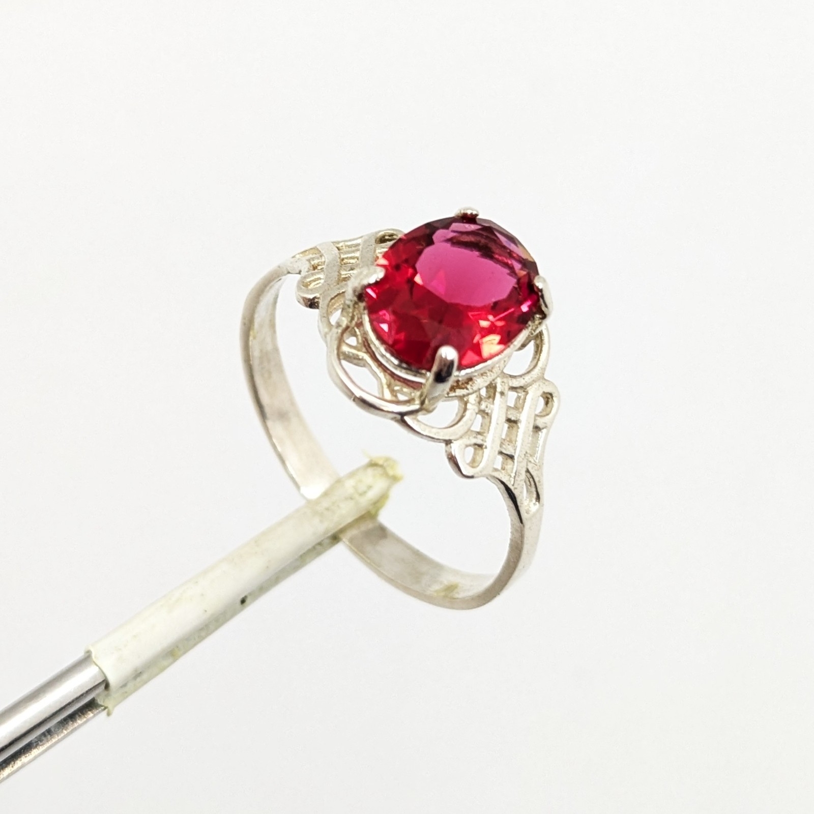 Vintage Elegant RING Silver 925 with Chic Bright Stone-size: 8.75US (18.5mm)| #7