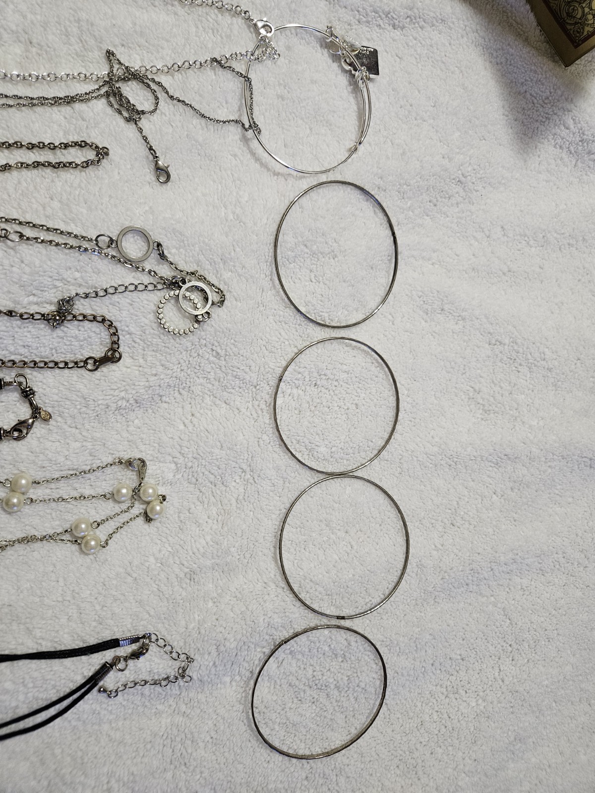 Mixed Lot. Silver Bangles and Other Vintage Jewelry Some Wearable