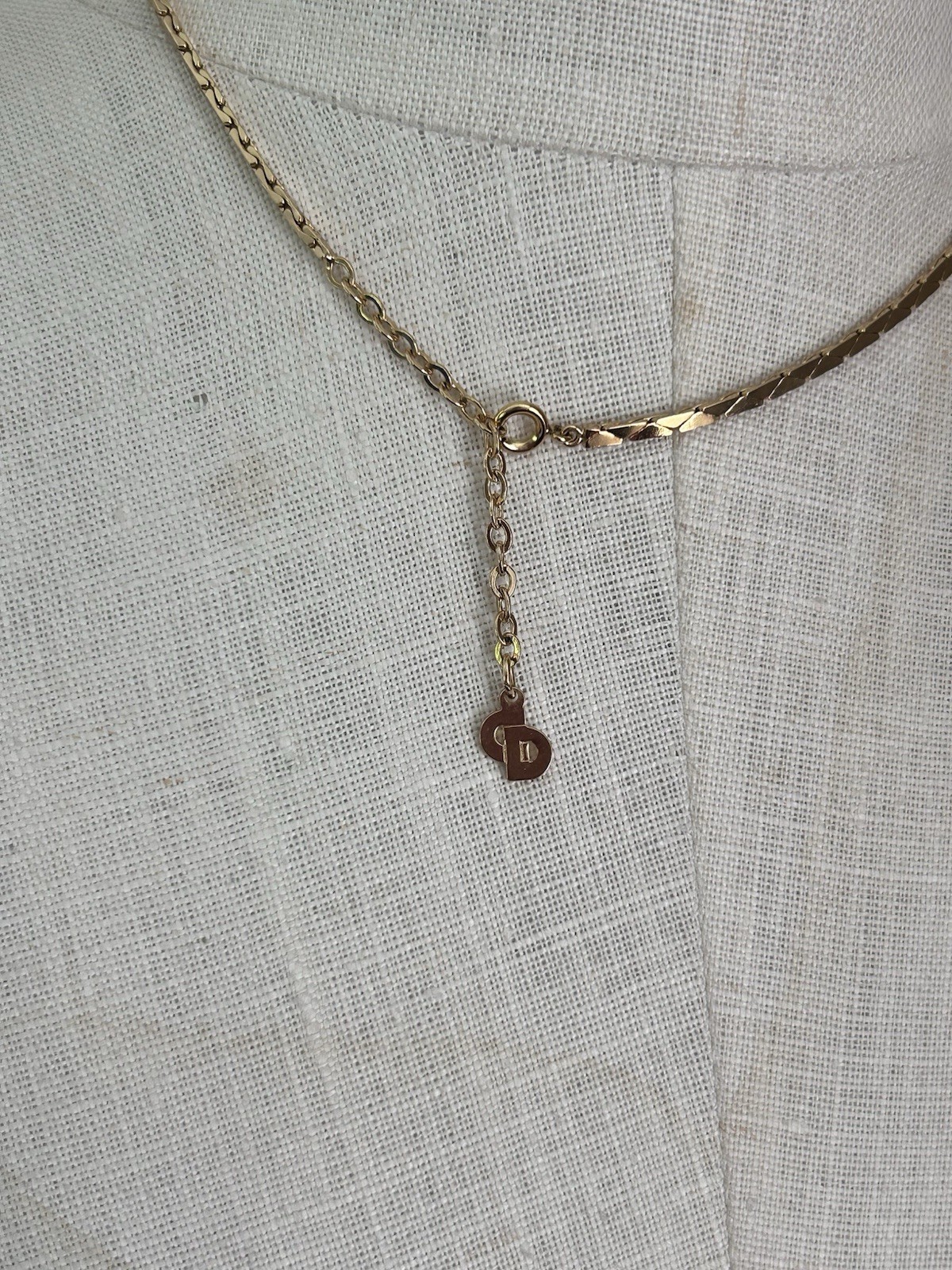 Christian Dior 1980s Pearl Rhinestone Double Fan Pendant Necklace Gold VTG J21