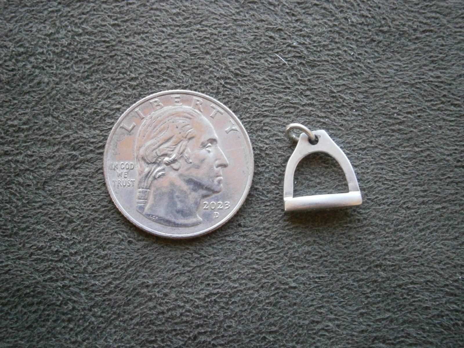Stirrup Iron Horse Riding Vintage Sterling Silver Bracelet Charm Pendant 1.5g