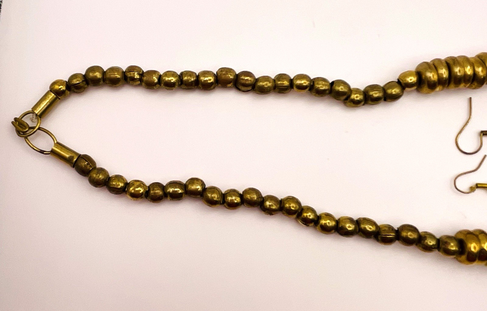 Vintage Artisan Statement Brass Made in India Necklace and Earrings