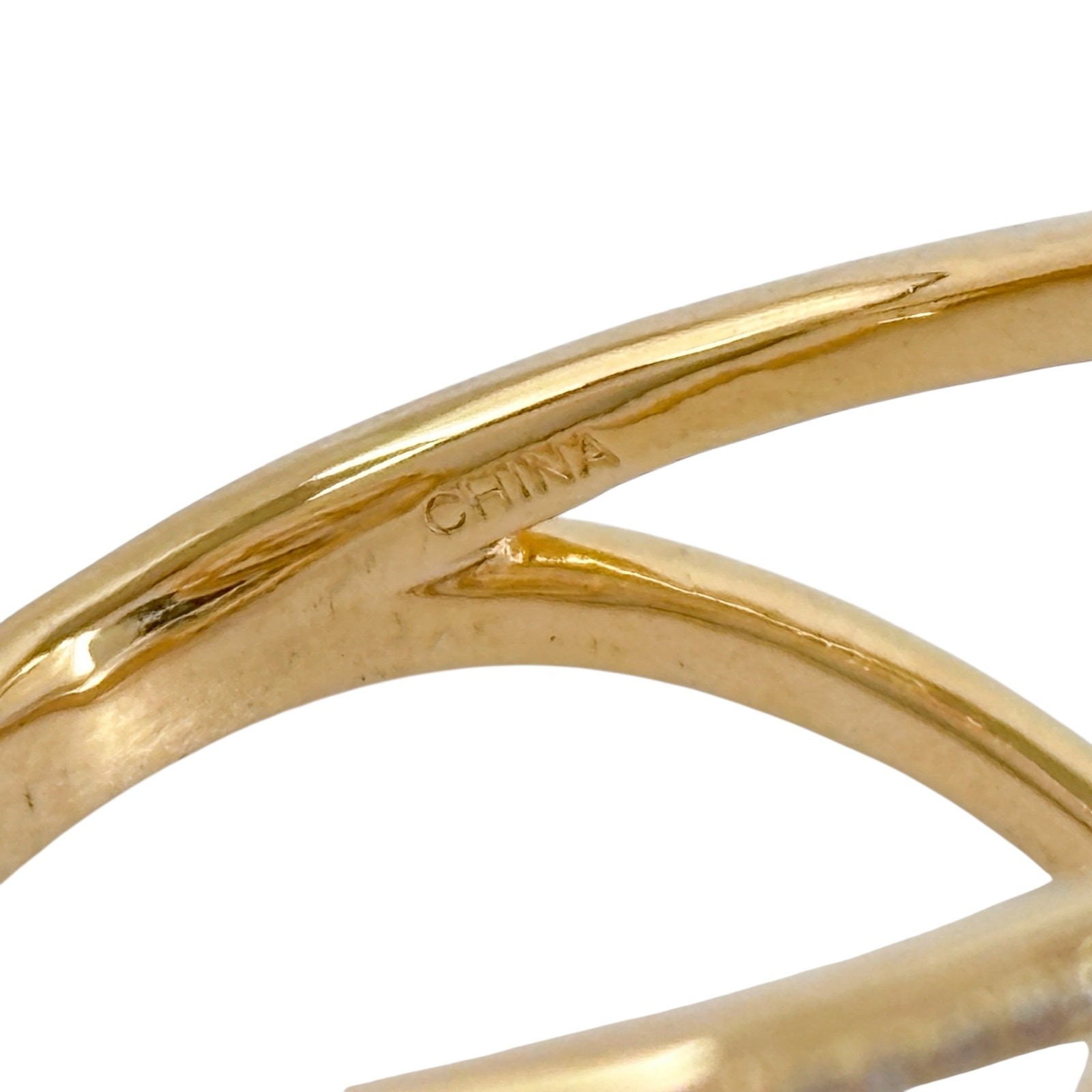 Sterling Silver Gold Plated Double Heart Criss Cross Diamond Ring Size 10