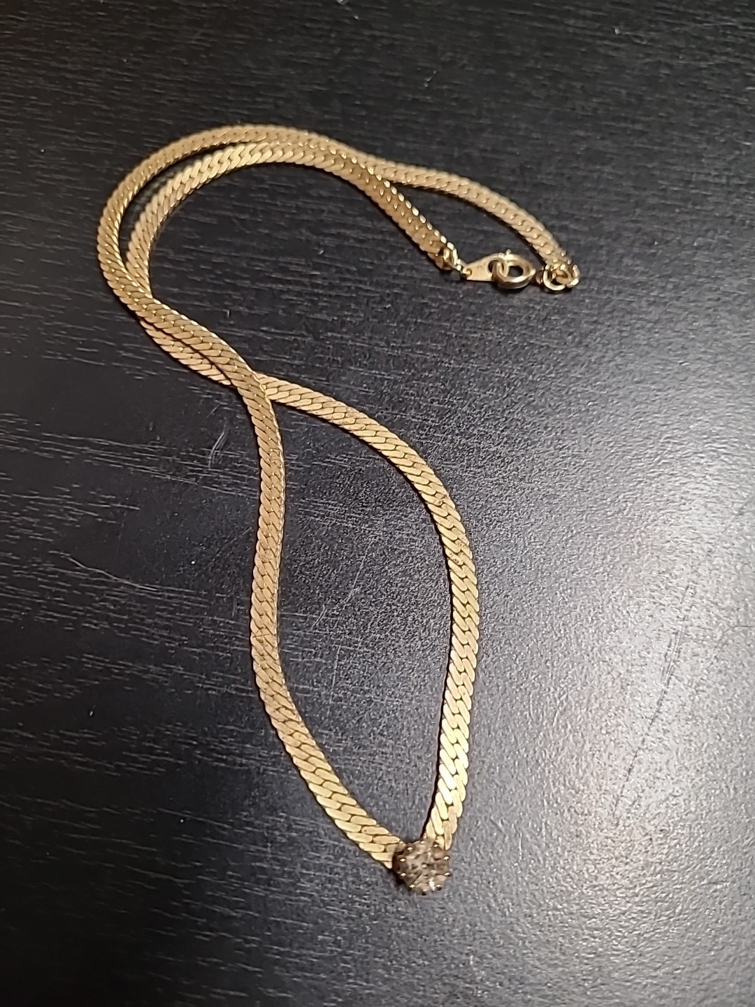 Vintage Unbranded Gold Tone Rhinestone Necklace Estate Sale Jewelry