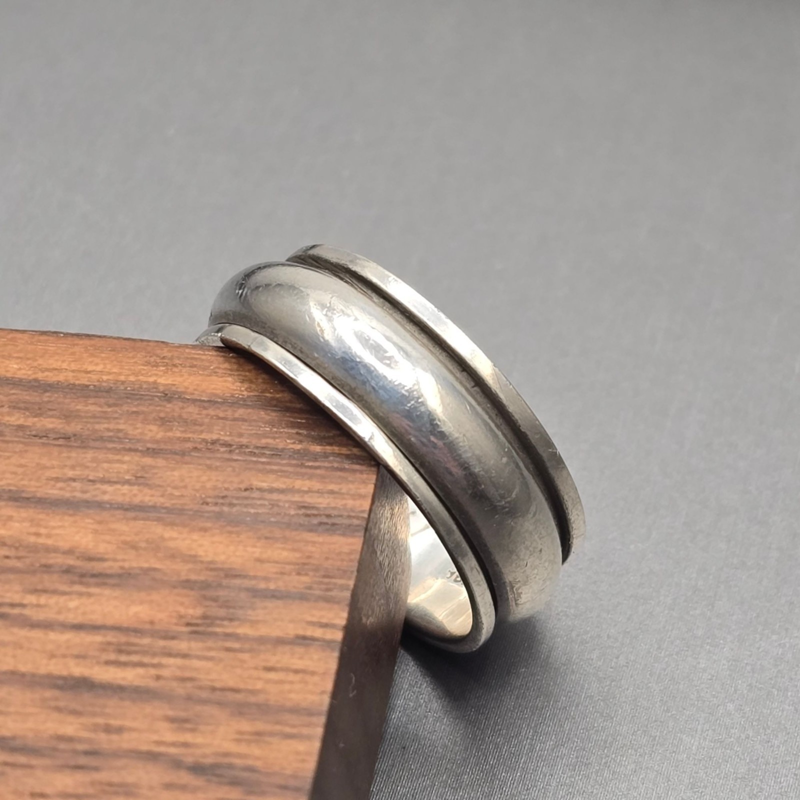 Vintage Sterling Silver ‘Imagine’ Fidget Spinner Ring Size 10.5 Wide 8.2mm Band