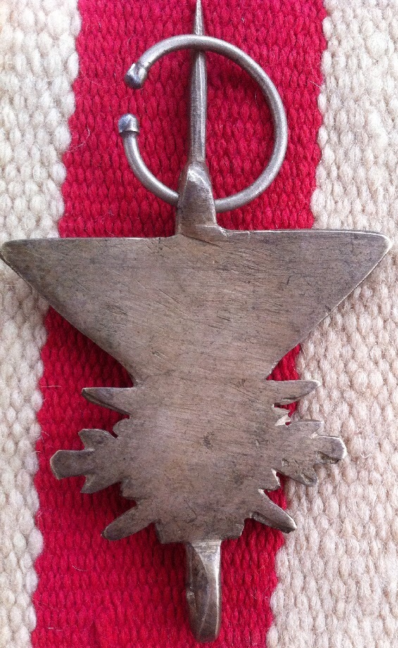 Vintage Moroccan Fibula Hand Tooled Metal Alloy Med. Sz