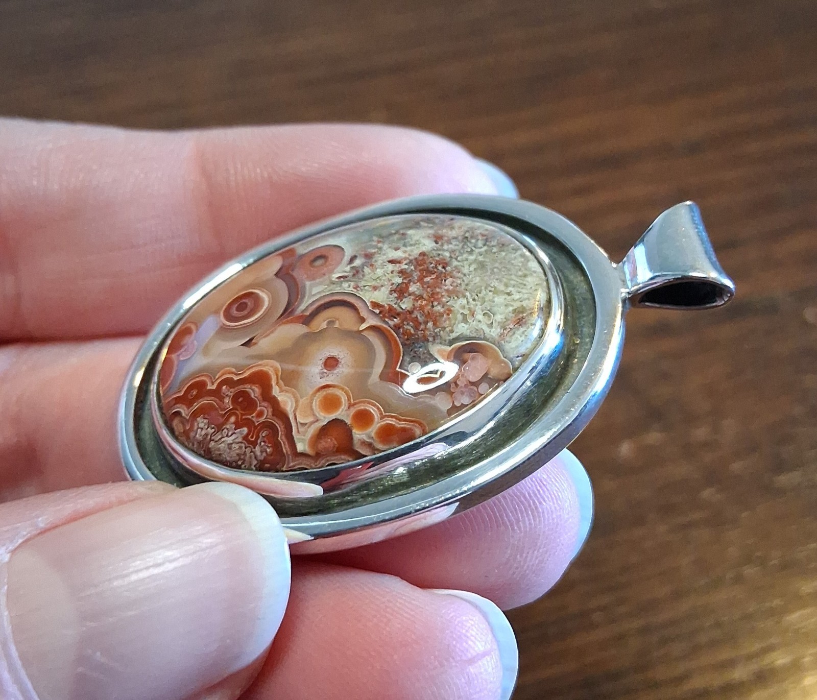 Vintage Sterling Crazy Lace Agate Pendant 19grams See Pics/Description