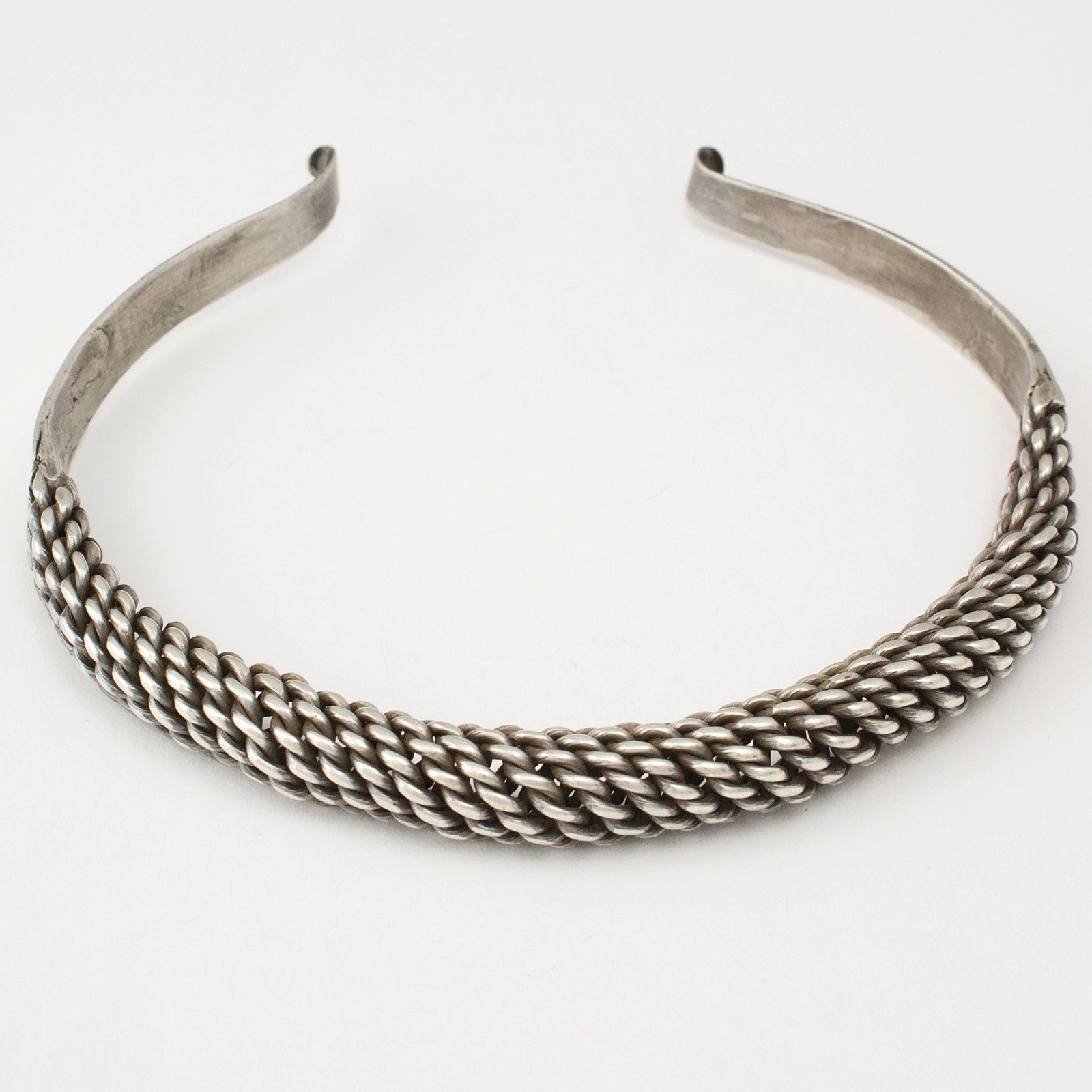 Antique Southeast Asian Silver Choker Necklace Hill Tribe Neck Ring