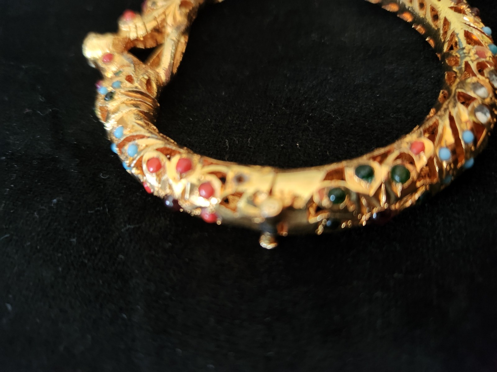Antique Mughal Elephant Wedding Cuff Bracelet Gold Plated