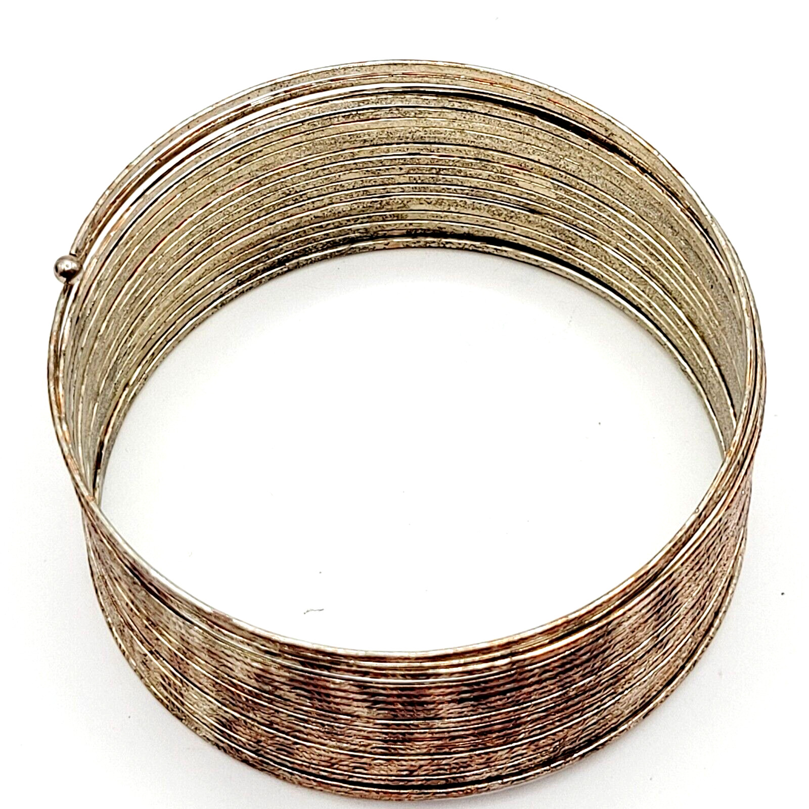 Slinky Wide Wrap Thin Wire Bangle Coppery Gold Tone Metal Vintage Bracelet