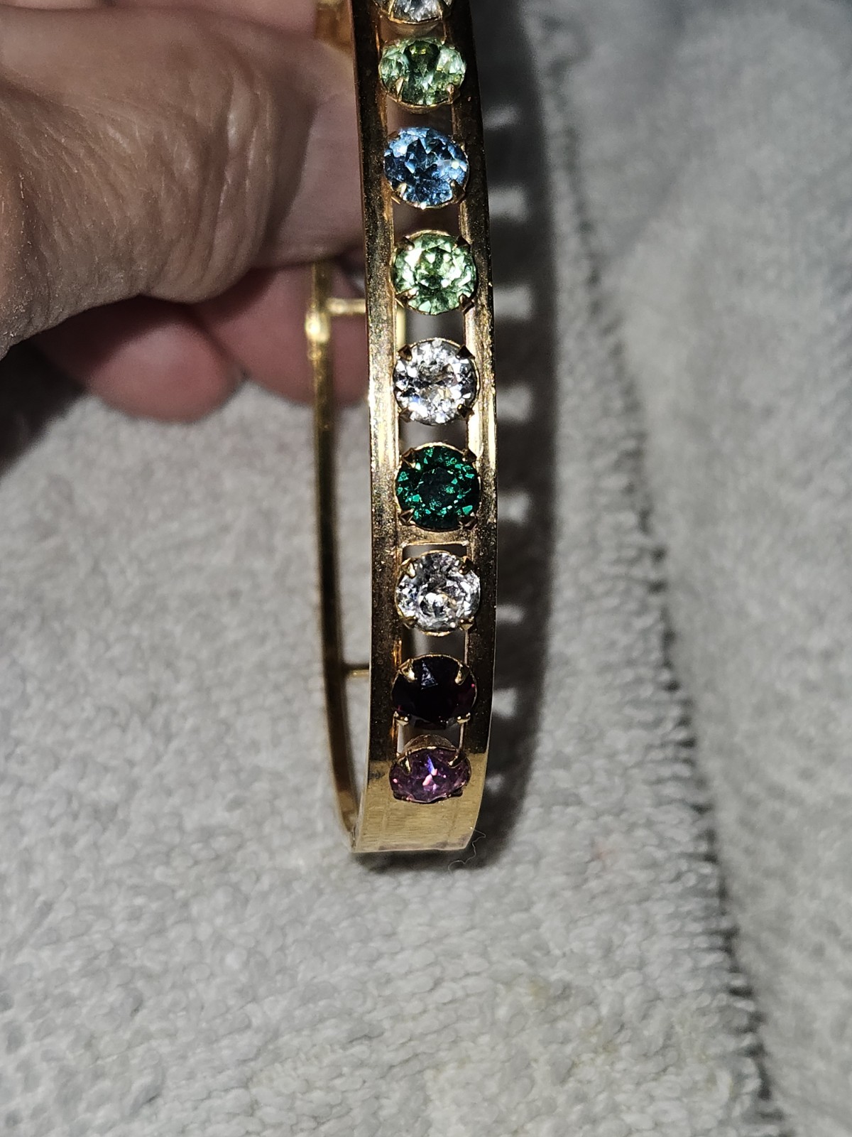 Vintage Van Dell Gold Toned Bangle Bracelet w Sparkling Stones