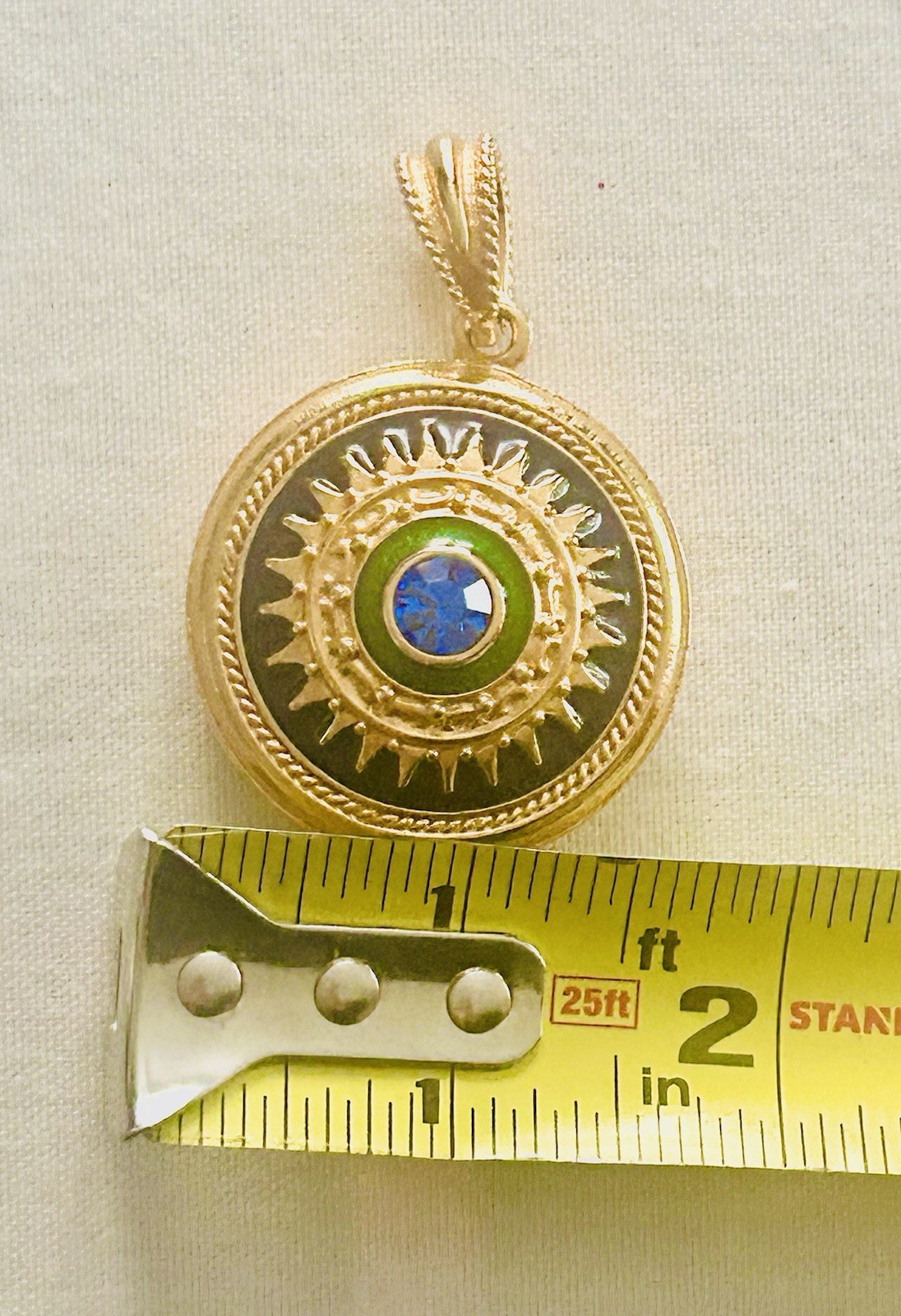 CAMROSE & KROSS JBK Jackie Kennedy Gold Reversible Pendant Necklace: Blue Enamel