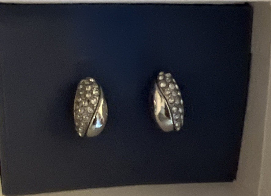 Avon Silver tone Crescent Curve Swirl Statement Earrings