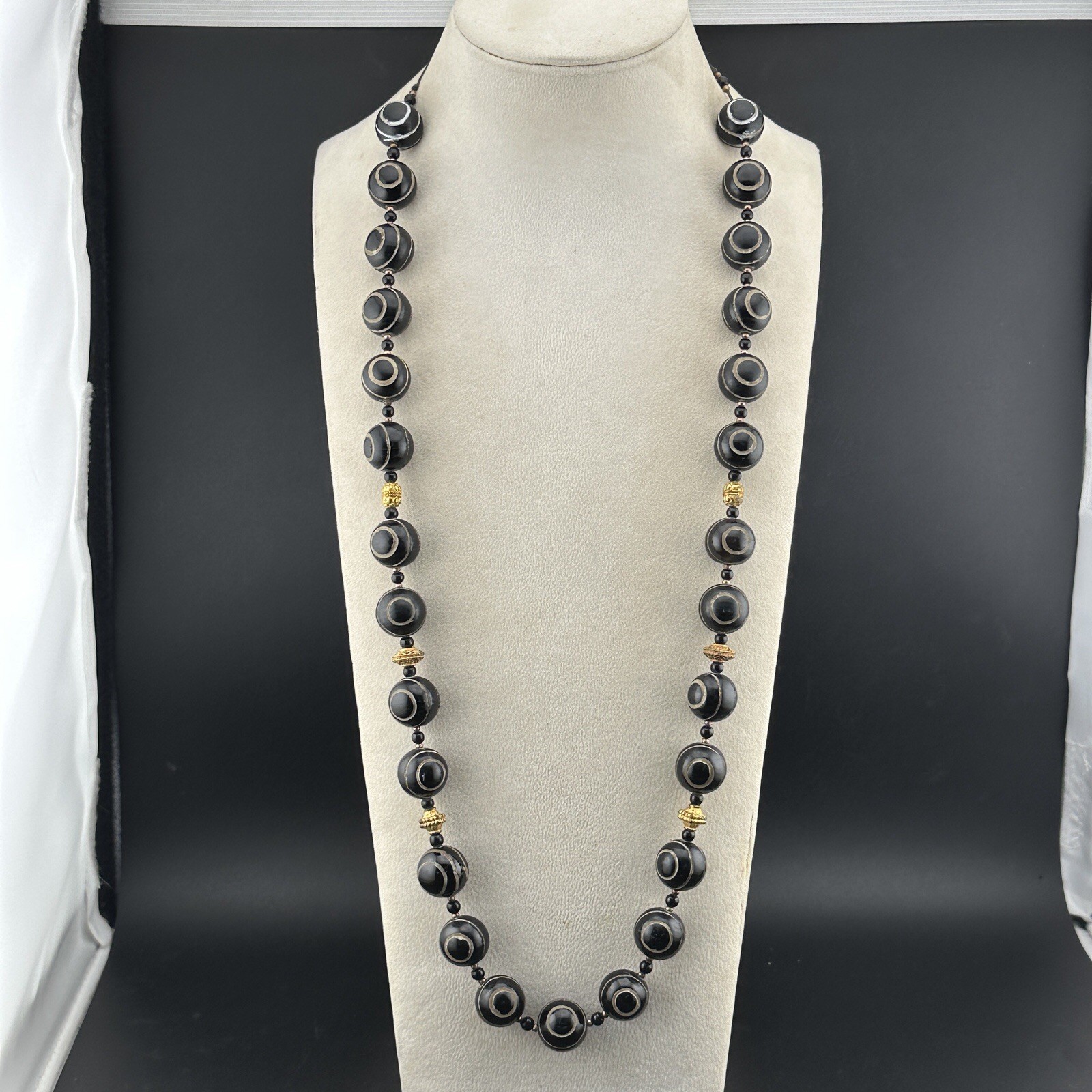 Lot 27 Ethnic Pyu Etched Agate Eye Beads Natural Stone Agate Beaded Necklace