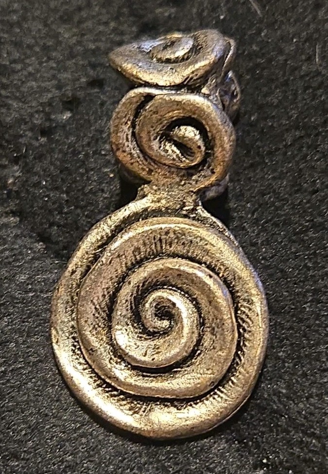 Vintage Eivind Hillestad Norway Modernist Pewter Spiral Pendant EH Signed Rare