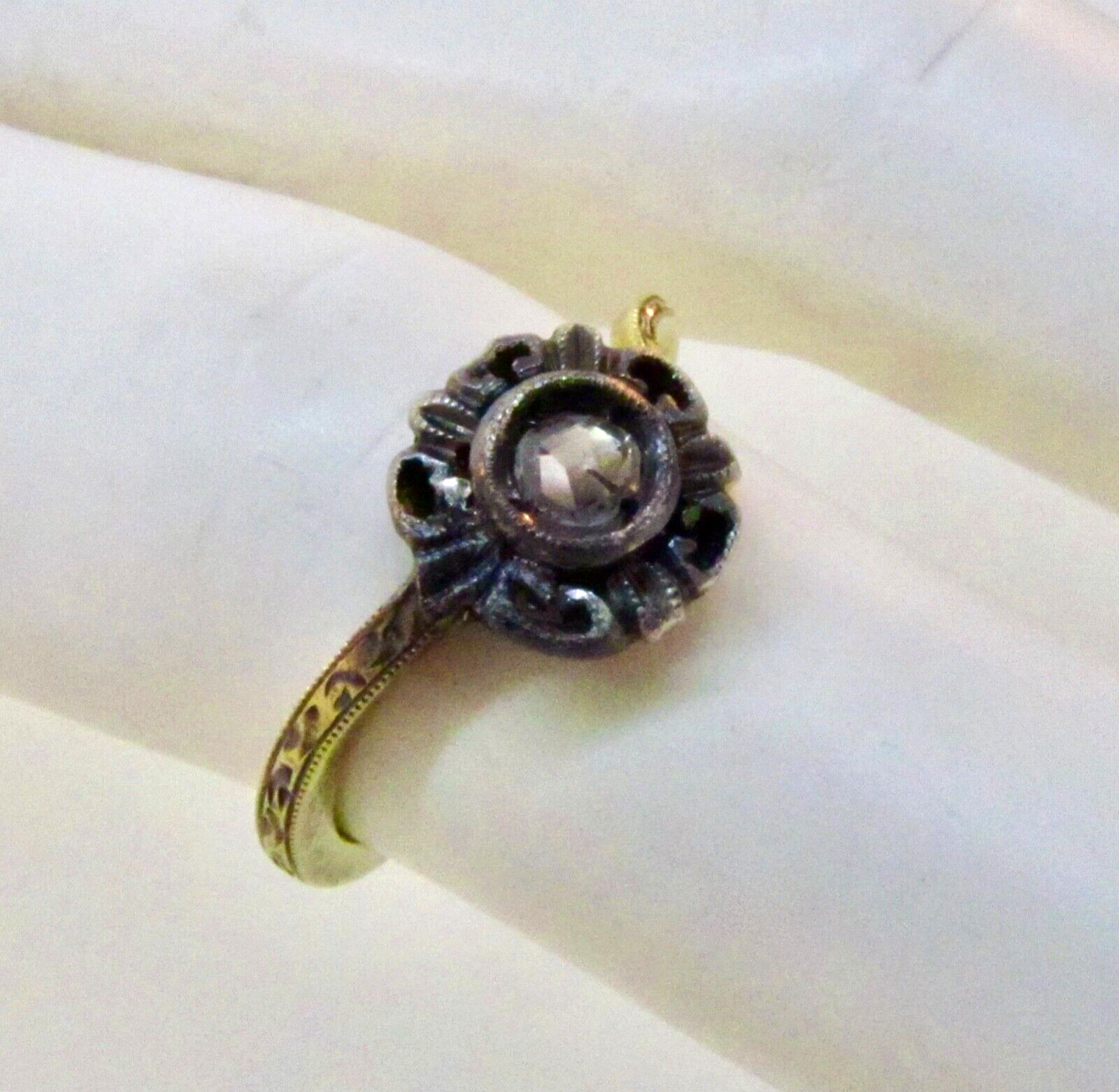 Antique Victorian 1800’s 18k & Silver Rose Cut Diamond Engagement Ring