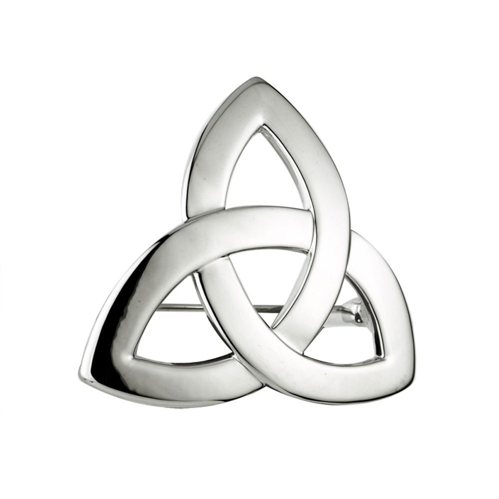 Solvar 100% Rhodium Trinity Knot Brooch, 1.5 inches