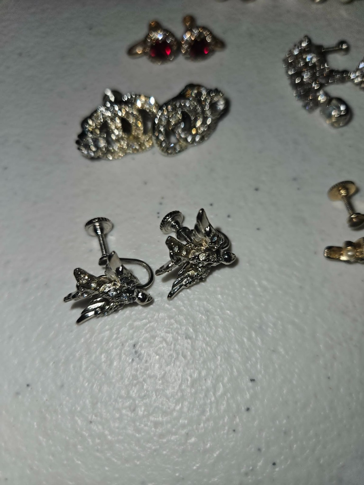Vintage Antique Estate Earring Lot Japan Hong Kong Pearls Rhinestones