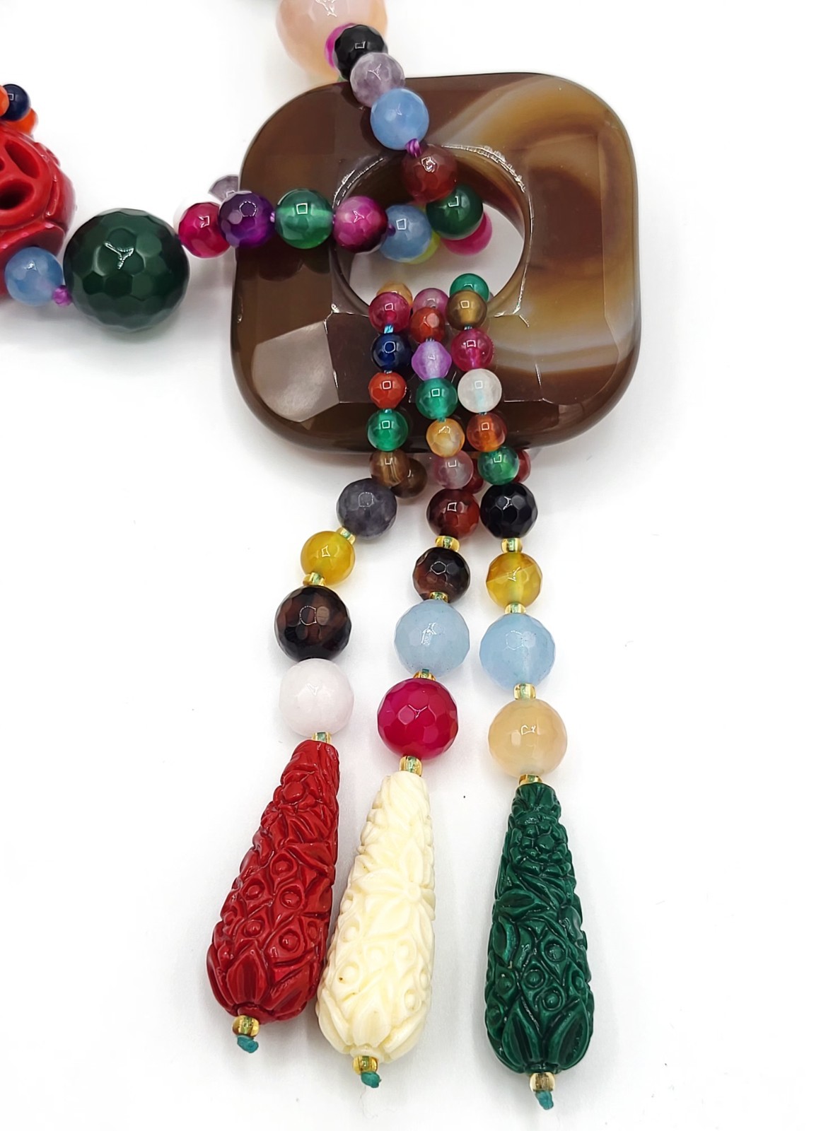 HUGE Asian Inspired Semi-Precious Stone Necklace 22″