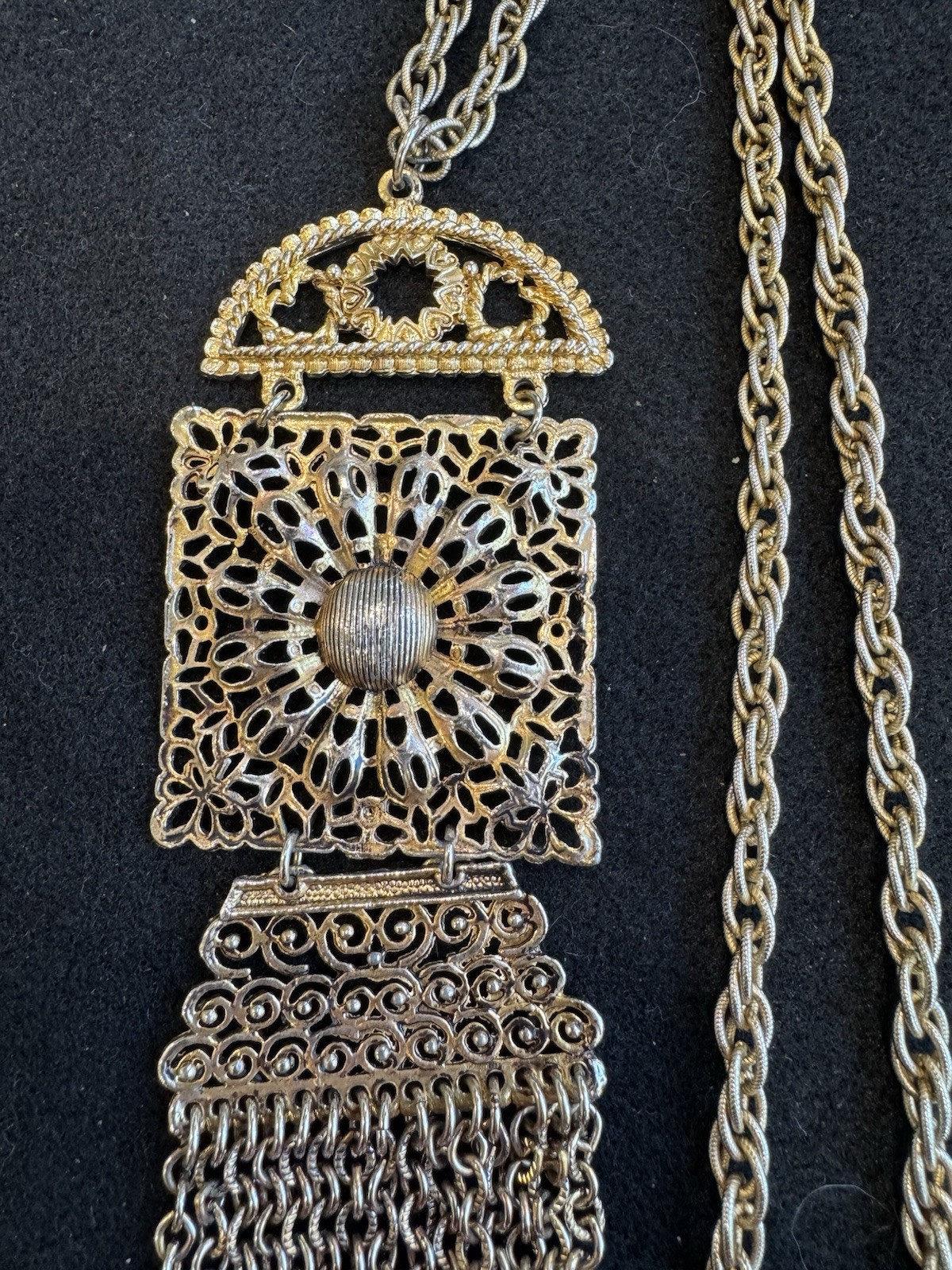 Vintage 1970’s Goldette Etruscan Waterfall Necklace