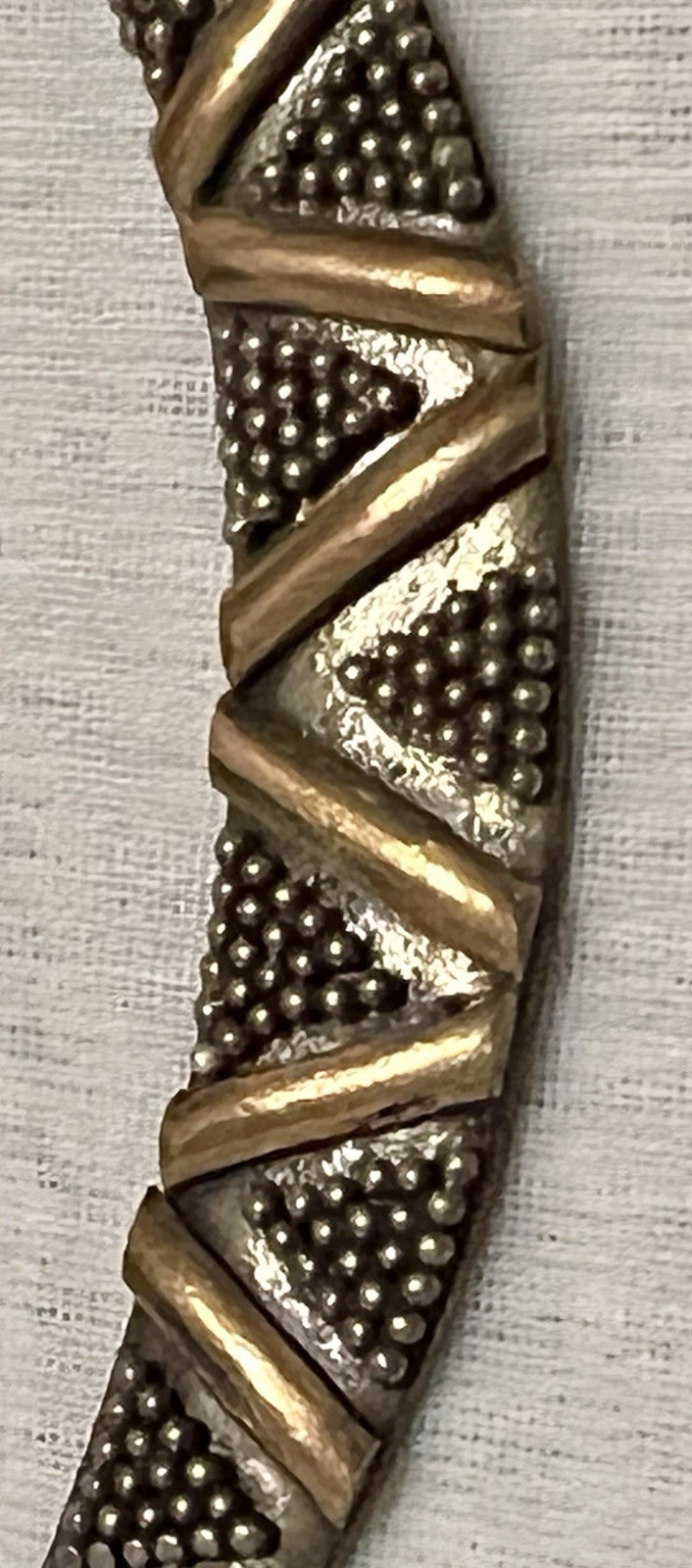 ABSTRACT BRUTALIST Sterling Silver Gold Wash CRESCENT PENDANT NECKLACE Vintage