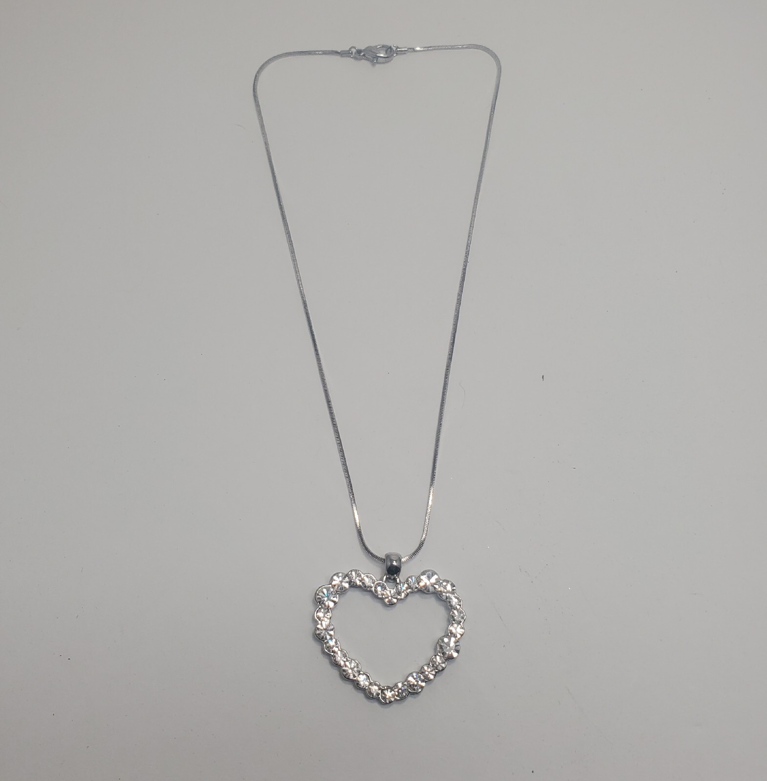 Vtg Silver Australian Crystal Heart Pendant 16″ Necklace Earring Gift Box Set
