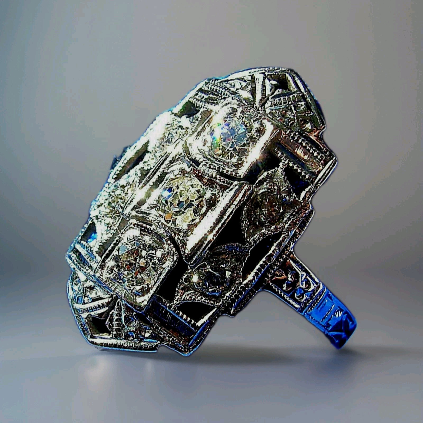 Original EARTH MINED DIAMOND Deco Engagement Ring Vintage Style 14K WHITE GOLD 6