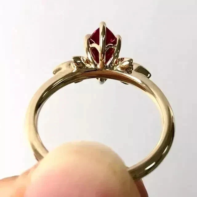 3Ct Art Deco Style Lab-Created Red Ruby Anniversary 14K Yellow Gold Finish Ring