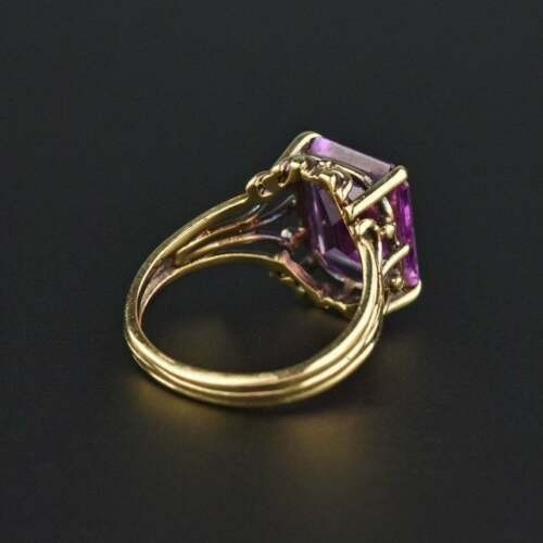 Art Deco 5.10 Ct Purple Diamond Vintage Wedding Ring 14K Yellow Gold Finish