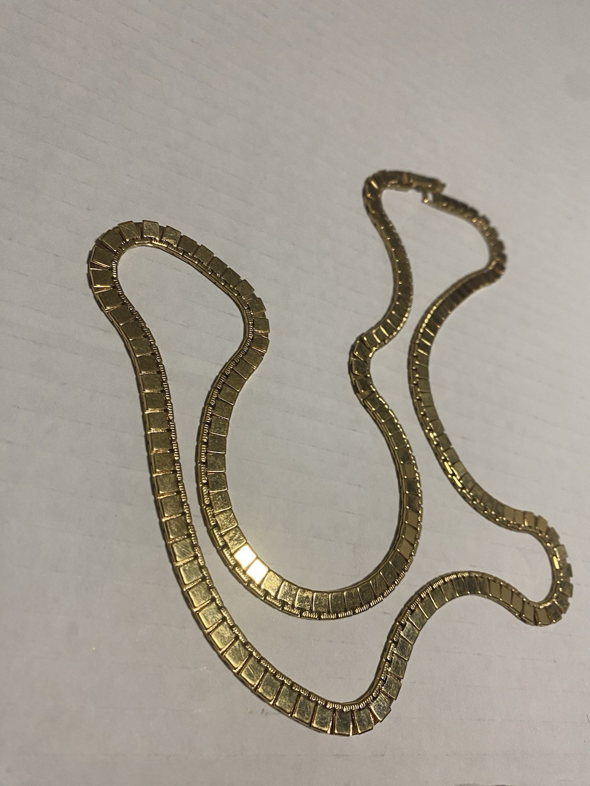 Vintage Monet Gold Tone Flat Square Link Chain Necklace 24”