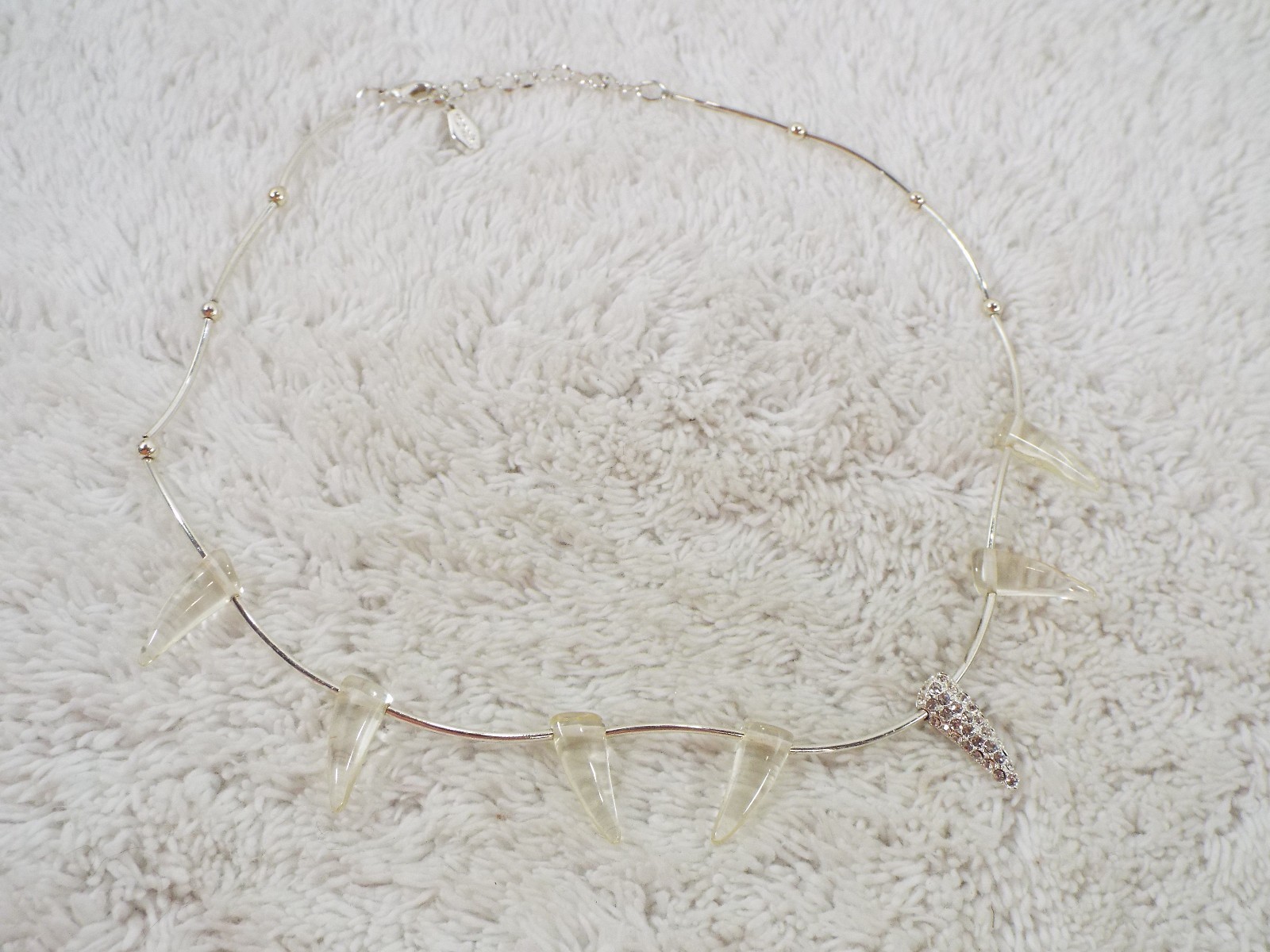 KENSIE Silvertone Rhinestone & Acrylic Spike Bead Necklace (C66)