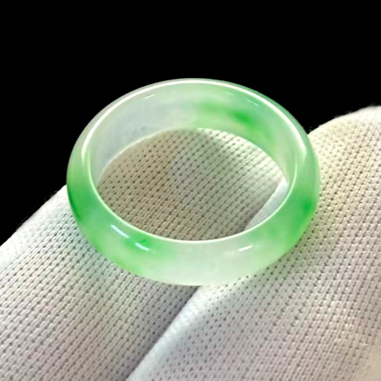 US Size 9.75, Burmese Translucent Natural Jade Jadeite Ring Band