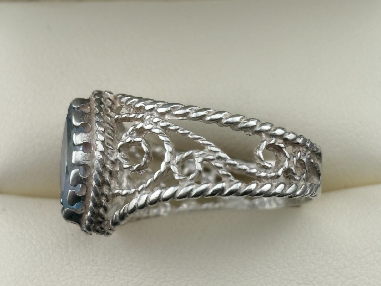 925 Sterling Silver Vintage Sky & Swiss Blue Topaz Designer Rings Sz. 8 & 8.5