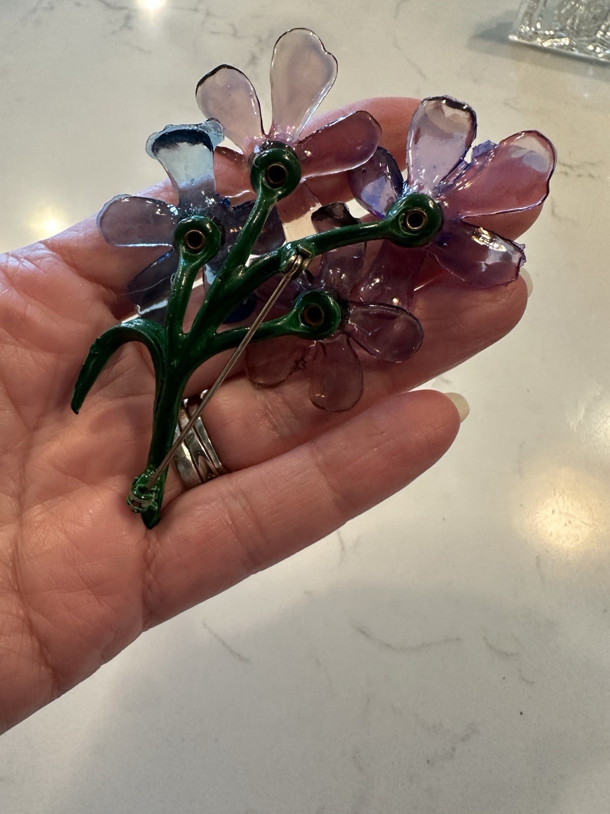 Vintage Celluloid/Acetate/Floral Brooch/pin /1940s/Retro/Charm