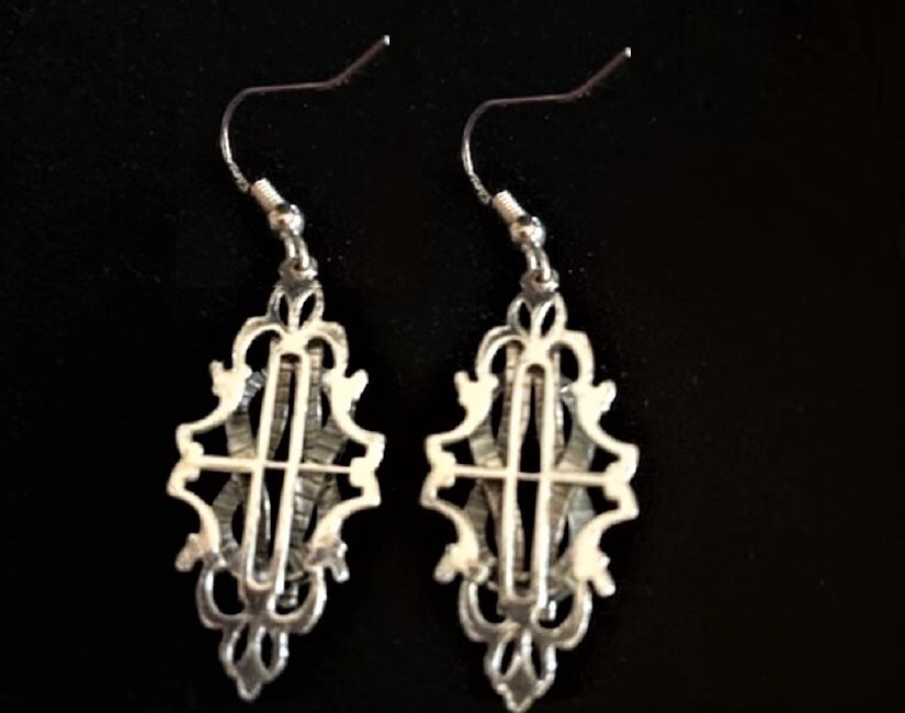 Antique Sterling Silver Dangle Filigree Drop Pierced Earrings Gorgeous Free Ship