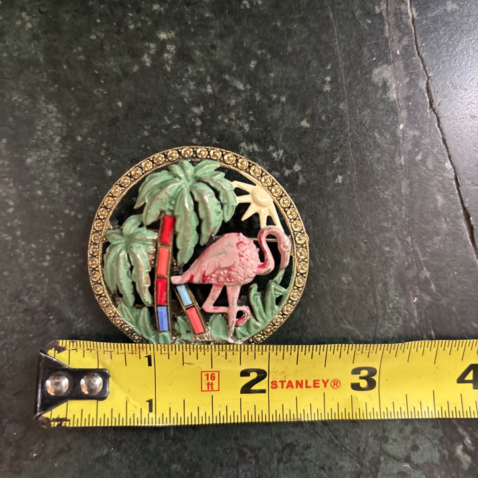 Vintage Little Nemo Flamingo Enamel Tropical Collectible Brooch Marked LN/25
