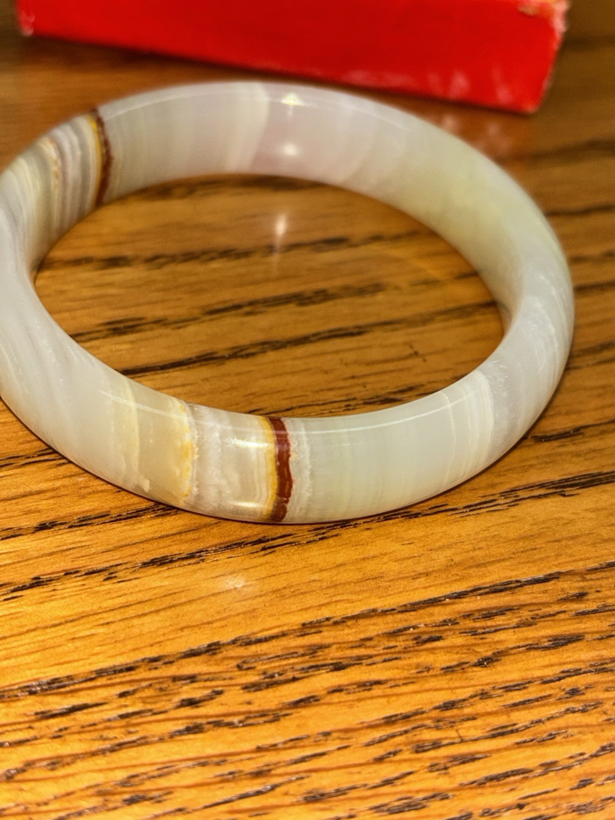 Vintage Natural Pale White Green Jadeite Jade Gemstone Bangle Bracelet