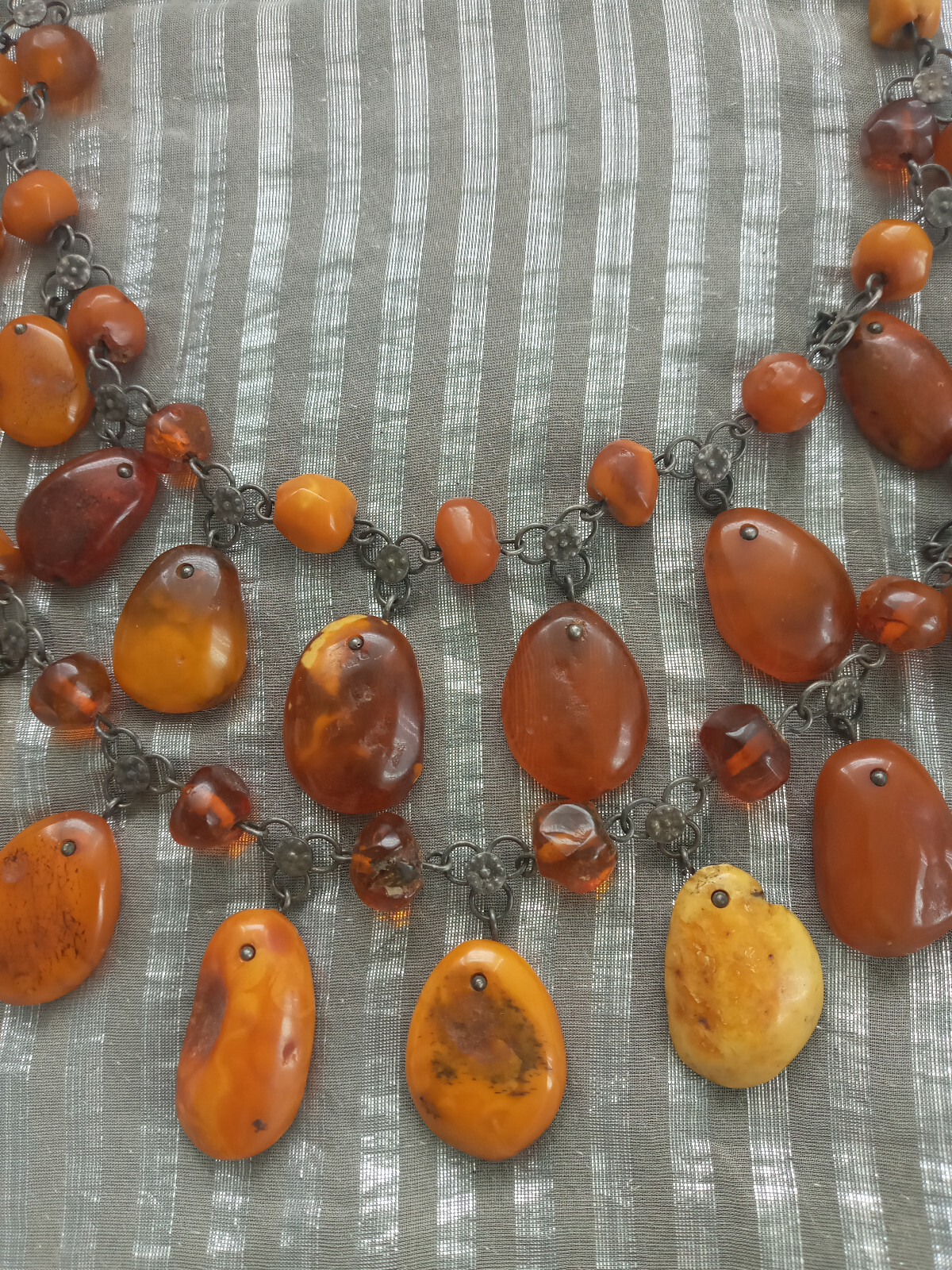 Vintage Natural Handmade Raw Baltic Amber Collar Necklace Butterscotch Egg Yolk