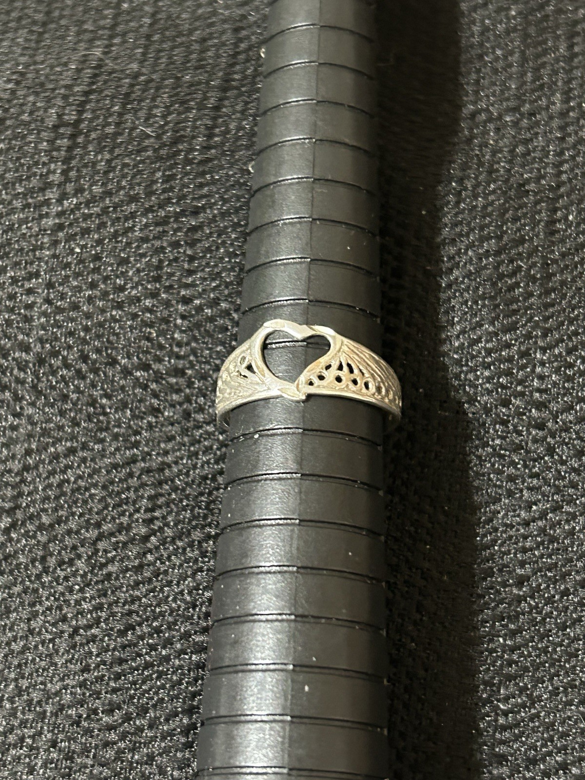 Vintage 925 Sterling Silver Ring Open Heart With Filigree Band Design Size 7