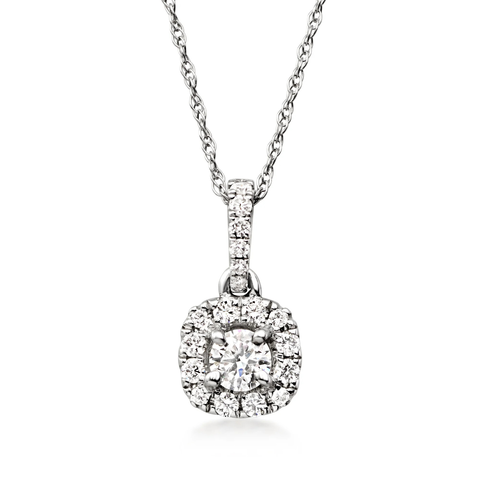 Vint Diamond Cluster Ncklc in 18k White Gold 18 inches