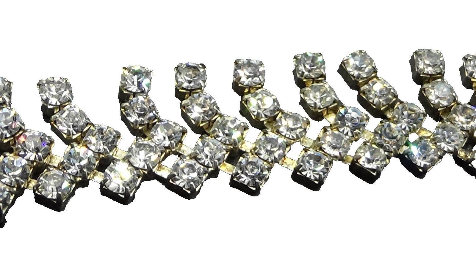 Vintage Prong Set Rhinestones Bracelet Featuring Rhinestone Drop Dangle