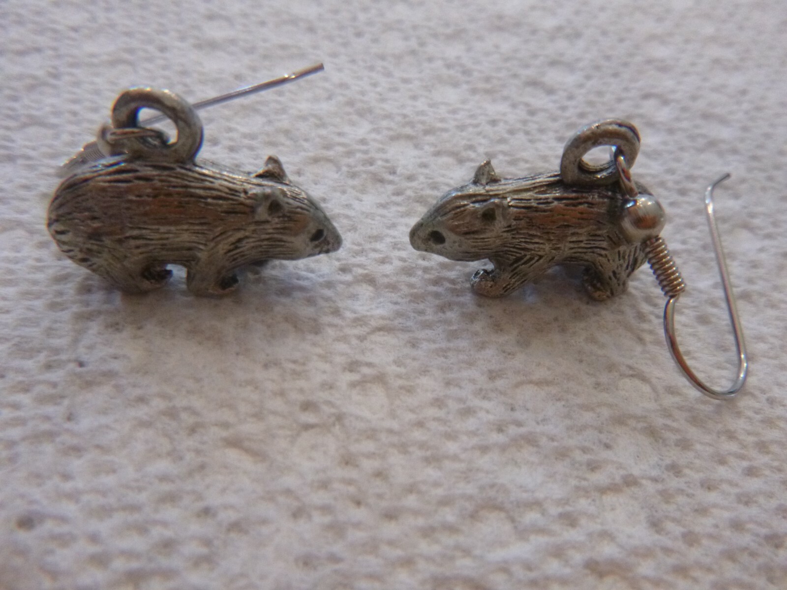 Vintage Sterling/Pewter From Australia Wombat Earrings Very Detailed Unique