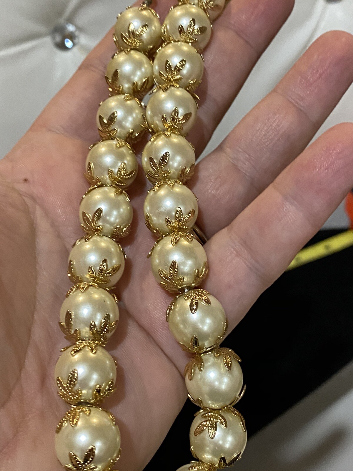 Vintage Pearl With Gold Elements Necklace Gorgeous For Any Occasion