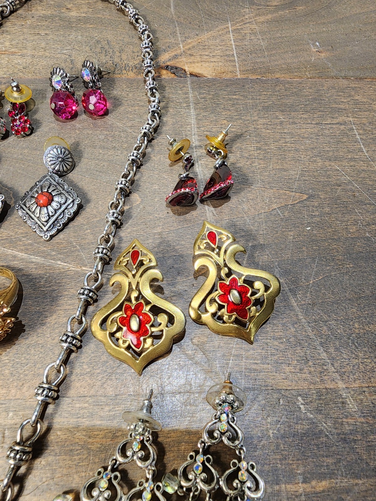Rhinestone Bear Rainbows Owl 26 Pc Earrings, Necklaces Costume Jewelry Lot