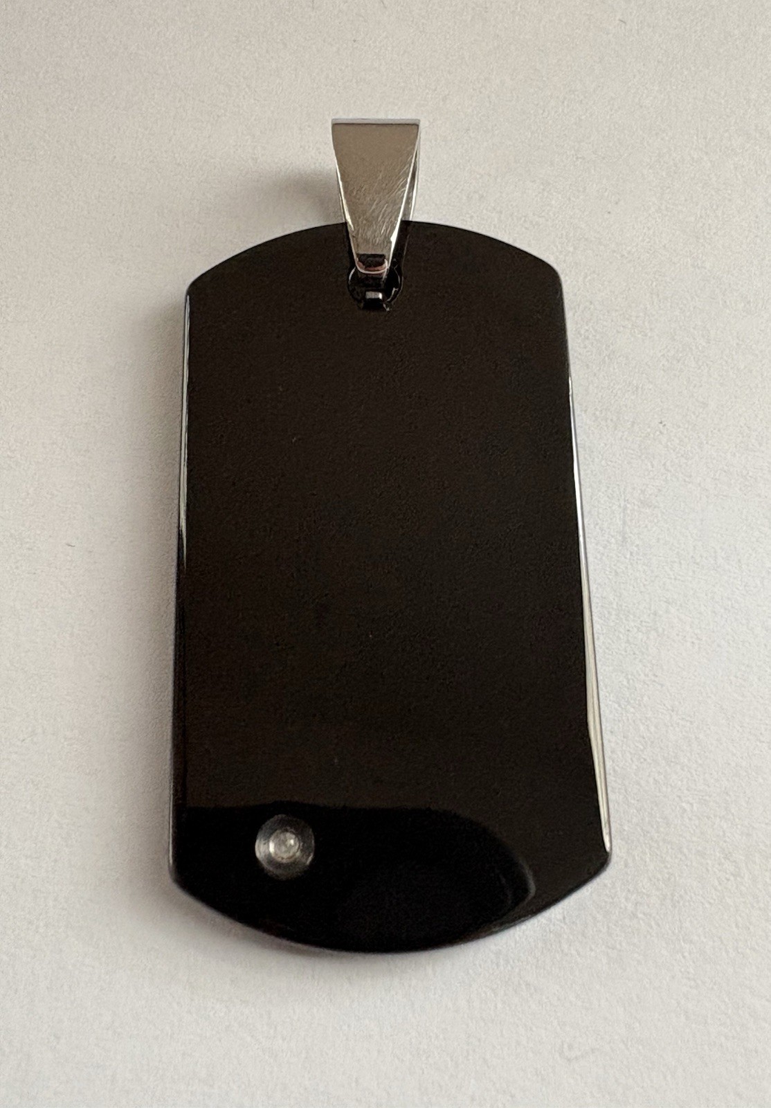 TUNGSTEN CARBIDE Diamond Black Dark Grey Dog Tag Pendant