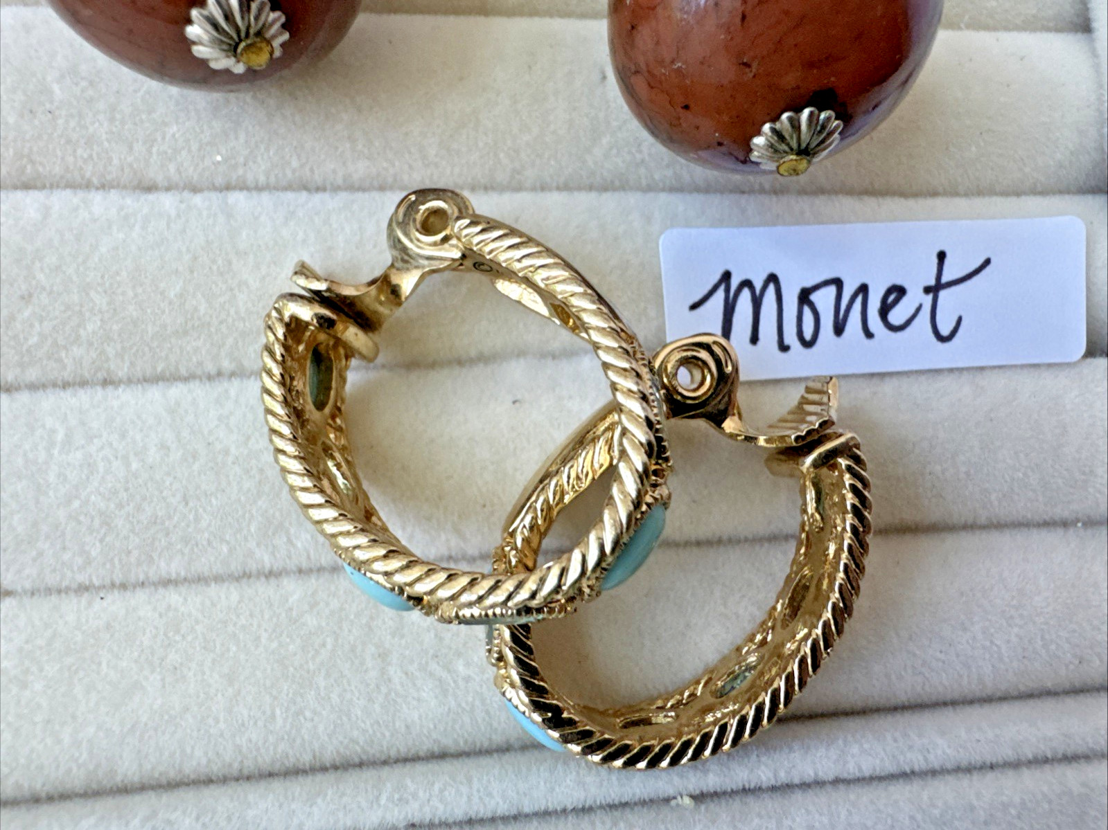 Lot 4 Pairs Brutalist Earrings Monet Gold Vintage Movie Star Vibes 1940s-Now