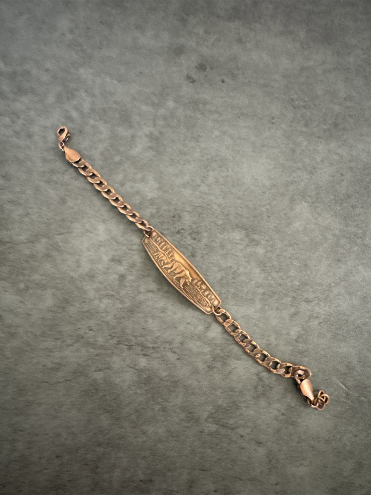 Vintage Copper Bar Bear Plate Tag Curb Link Chain, Men Bracelet – preowned