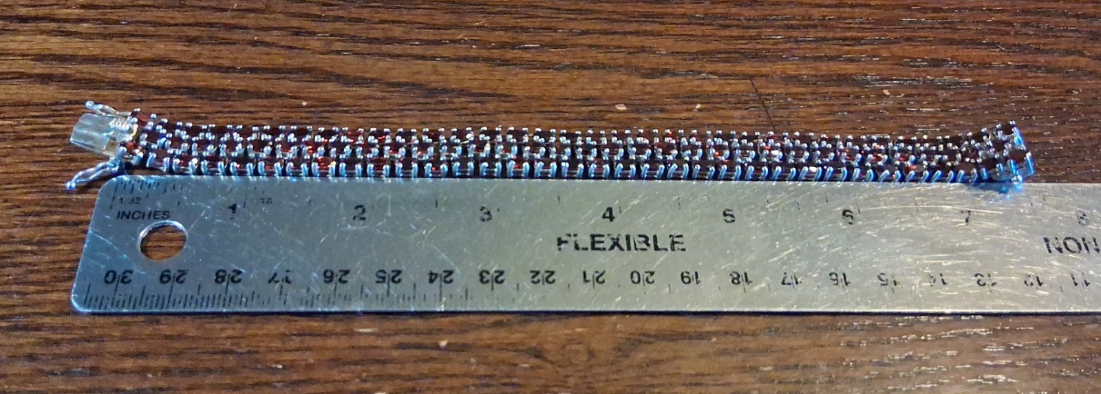 Vintage 1990s Sterling Garnet CZ Tennis Bracelet 37grams See Pics/Description