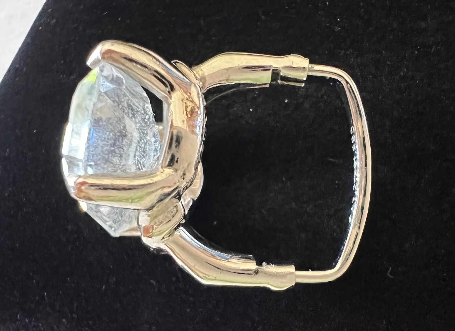 1960s Vintage VENDOME adjustable cocktail ring, w/ clear glass emerald-cut stone